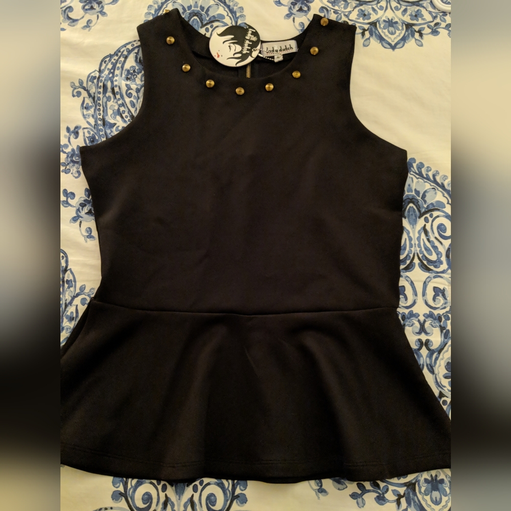 NWT Black Sleeveless Peplum Top